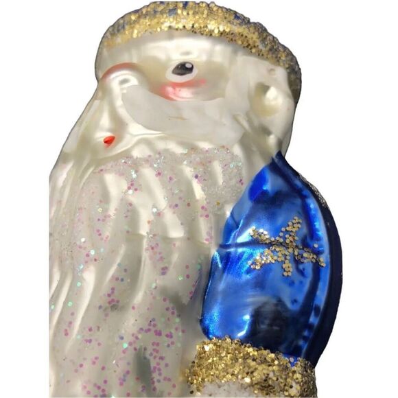 Vintage Mid Century Glossy Christmas Ornament Depicting Wizard Like Santa Claus - Picture 12 of 14